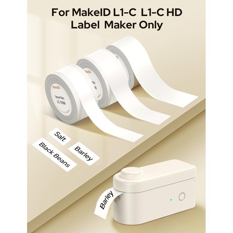MakeID L1-C Label Maker Tape, 9mm x 4m (0.35" x
