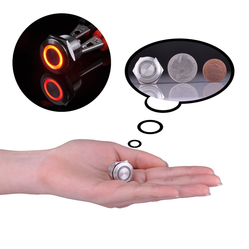 Ulincos® Momentary Push Button Switch U19D1 1NO SPST Silver Stainless