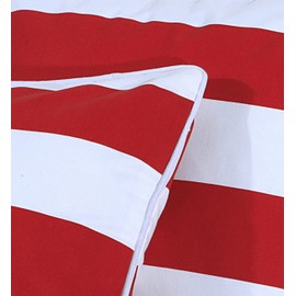 Set of 4 Cushion Cover 18 x 18" (45 x 45 cm) Red & White Stripe with Invisible Zipper Cotton Linen Square Pillowcases- Beautiful Design for Living Room, Sofa, Bedroom, Office, Couch