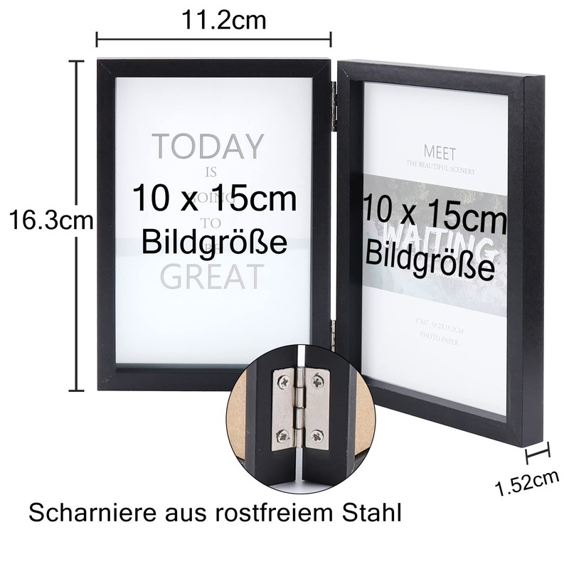Double 10x15 Photo Frame Folding Wooden Picture Frame with Glass