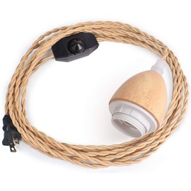 Pendant Light Cord - 32.8FT Hanging Light Kit with Dimmable Switch Vintage Lamp Cord with Twisted Nylon Pendant Lights Socket E26 E27 for Pendant Lamp Farmhouse Lamp Cable DIY