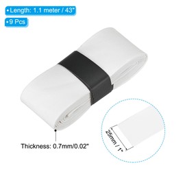 PATIKIL 43.3" Tennis Racket Grip Tape, 9 Pack PU Overgrip Stretchy Non-Slip Absorb Sweat for Badminton Fishing Rod, White