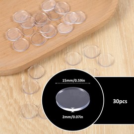 30 PCS Glass Table Top Anti Slip Bumpers, Round Glass Table Top Bumpers, Anti Slip Pads, Kitchen Cabinets, Non-Adhesive Rubber Spacers Dots, Laptop 2mm Thickness