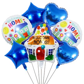 7 Pieces Welcome Home Balloons, Three-Dimensional Aluminum Film Balloons, Holiday Party Balloons, Housewarming Party Decorations, Warm Welcome Home Balloons