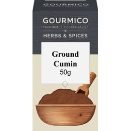 GOURMICO Ground Cumin, Ideal to Spice Up Curries, Chutney's & Stews or Partnered with Meat and Fish Marinades. Suitable for Vegetarians and Vegans, 50g Pack, Dark Grey/White