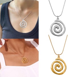 WOFALO store 2 PCS Spiral Gold and Silver Swirl Necklace - Boho Choker Necklace Style Accessory Summer Jewelry for Women