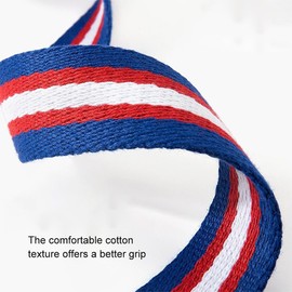 Fitness Bodybuilding Workout Strength Barbell Training Gym Wrist Wraps Weight Lifting Gym Straps Cotton Gym Wrist Straps, Blue with white