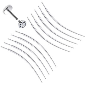 Tvalccoy F136 Titanium 20g Piercing Kit Ear Earring Curved Taper Threader Changing Tool Flatback Flat Back Threadless Insertion Putting In for Tragus Helix Cartilage Stud Nose Ring Jewelry