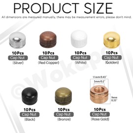 Wokape 70Pcs M5 Cap Nut Kit, 7 Colors M5x0.8 Carbon Steel Screw Caps for Light Fixture Ceiling Light Screw Cap Cover Female Thread Lamp Knob Nuts Knurled Decorative Lamp Parts and Accessories