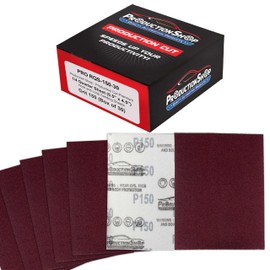 ProductionShop Premium Red 150 Grit 1/4 Sheet Size Red Sanding Sheets, Box of 30 - Hook & Loop Backing Sandpaper, Medium-Cut Abrasive - Fits Palm Sanders, Hand Sanding Blocks - Woodworking, Auto Paint