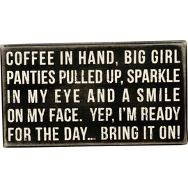 Primitives by Kathy 19435 Word Box Sign, Coffee in Hand