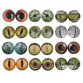10 Pairs 40mm Glow in The Dark Glass Lizard Eyes Round Dome Glass Cabochons Flatback for DIY Craft Clay Animal Gecko Eyes