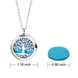 Essential Oil Necklace Diffuser Necklace Stainless Steel Not Fade Gift Set for Women and Girls 30mm Tree