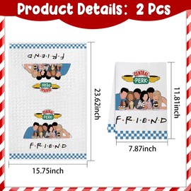 Friends TV Show Merchandise, 2 Pcs Christmas Friends Show Kitchen Towels, Waffle Absorbent Hand Dish Towels for Kitchen Bathroom Home Decorations, Christmas Sock Stuffers for Friends Fans Gifts