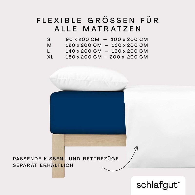 Schlafgut Casual Fitted Sheet, 90 x 190 cm to 100