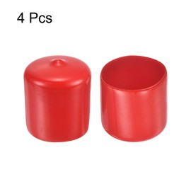 QUARKZMAN Pack of 4 Rubber End Caps 32 mm ID Rubber Caps, Tube Plugs, Round Post Cap, Fence Posts, Chair Leg Caps, Foot Caps, Sealing Cap, Gliders for Table Legs, Furniture Feet, Red