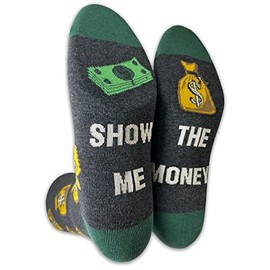 FineFit Men's Fun Novelty Socks - Show Me The Money (Charcoal)