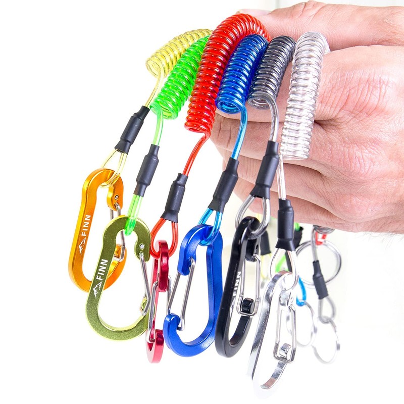 FINN Outdoors Carabiner with spiral cable, elastic lanyard, spiral key