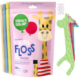 SmartLifeco Hilo dental ecológico para niños (200 unidades): palillos de hilo dental para niños hechos con paja de trigo, sin flúor ni PFA. Palillos d