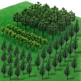XEERUN 70pcs Mixed Model Trees, Landscape Model Diorama Trees Mixed, Railway Trees Natural Green 1.5-2.4 inch Model Trees Mixed Miniature Landscape Trees for DIY Train Railways Scenery Landscape