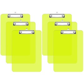 Rimilak Plastic Clipboards Set of 6, Translucent Board with Low Profile Metal Clip, 12.5 x 9 in Letter Size, Office Supply, Back to School, Green