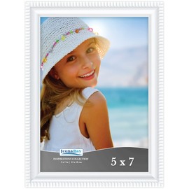 Icona Bay 7x5 Picture Frames (White, Pack of 1) Beautifully Detailed Moulding, Contemporary Picture Frame, Wall Mount or Tabletop, Inspirations Collection