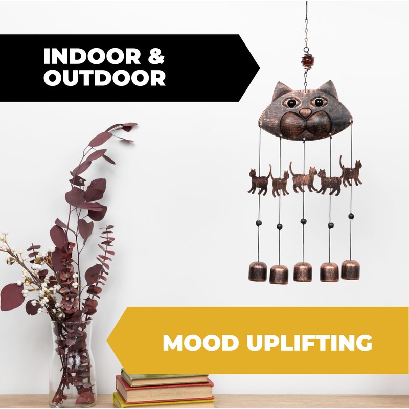 VP Home 20" H Fancy Cat Wind Chimes for Outside