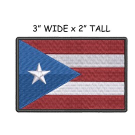 Puerto Rico National Flag Patch 3" x 2" Iron-on Fully Embroidered Applique for Clothing Vest Uniform, Sew-on Decorative Premium Embroidery, Badge Emblem, Vacation Travel Souvenir Banner, Parche