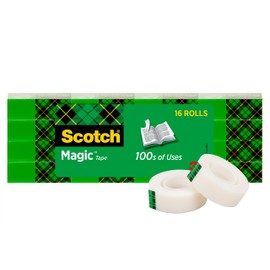 Scotch Magic Tape, Invisible, Back to School Supplies and College Essentials for Students and Teachers, 16 Tape Rolls, 3/4 x 1000 Inches
