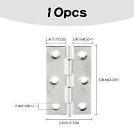 Tabanzhe 10 Pieces 6 Holes Stainless Steel Door Hinges - Durable Aluminum Core Folding Butt Hinges for Window, Cabinets, Closet, Hardware and Furniture