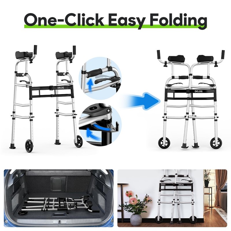 Delog Folding Walker for Senior - Platform Walker with 5’’