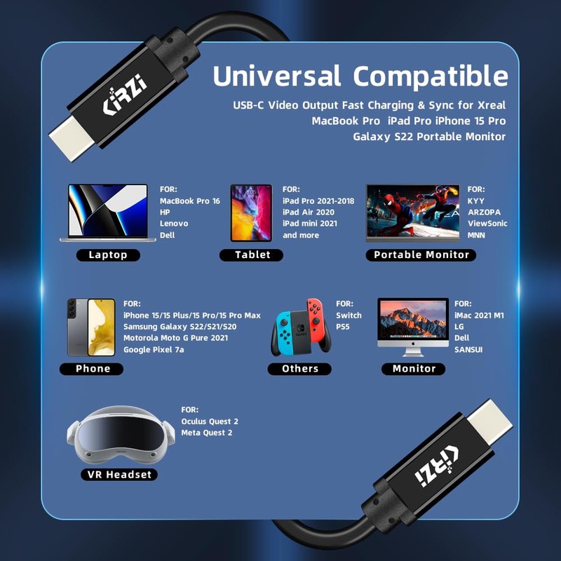 Kirzi Ultra Long USB C Cable 30 FT, USB-C to