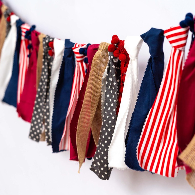Upfirst 4th of July Patriotic Fabric Garland Banner