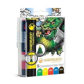 Chameleon Set of 5 What Colour Tops – Permanently Alcohol Based Mix Chambers