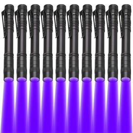 LIAISIMI Red Light Torch Mini Red LED Flashlights with Pen Clip Waterproof Torch Red Torch 13 cm for Stargazing, Night Vision, Fishing, Exploration (10 Pack UV)