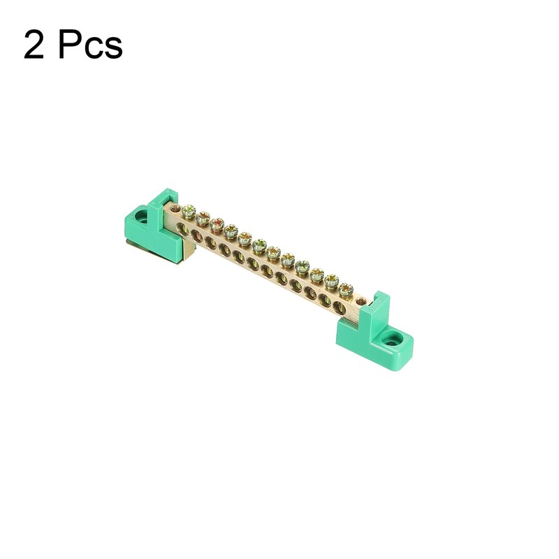 sourcing map Terminal Ground Bar Screw Block Barrier Brass 12