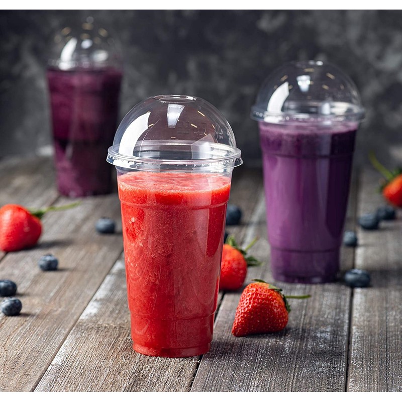 HOT BARGAINS 100 X Smoothie Cups with Lids Milkshake Cups