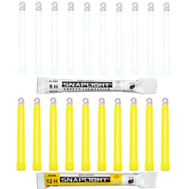 Cyalume Technologies Cyalume SnapLight SA8-208099AM 15 cm Ultra Bright Glow Sticks Pack of 20 with Hooks at the End (10 x 8 Hours in White, 10 x 12 Hours in Yellow), White x10 + Yellow x10