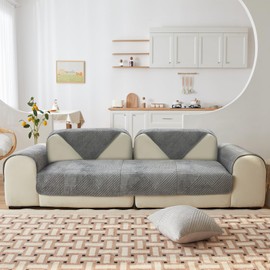 TEWENE, Sectional Couch Cover Velvet Sofa Cover Anti-Slip L Shaped Couch Cover Sectional Sofa Cover for Dogs Couch Cover 2 Cushion Couch Cover for Sofa 3 Seats Sofa Seat Cover, 1 Pc 36''x63'' Size