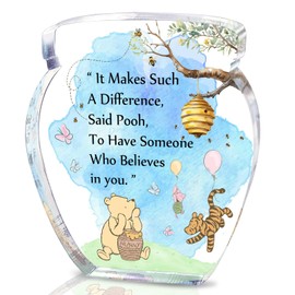 Hunny Pot Shape Acrylic Desk Decor Winnie Friendship Gifts for Women Inspirational Gifts, Pooh Quotes Desk Sign Decor, Birthday Gifts Graduation Gifts for Women Best Friend Mom Sister - 01