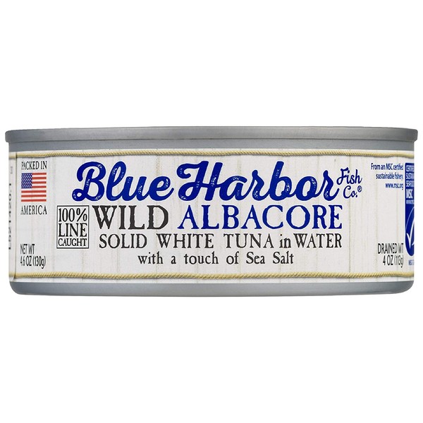 Blue Harbor Fish Co. Wild Albacore Solid White Tuna in Water with Sea Salt - 4.6 oz Can (Pack of 12)