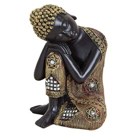 NAMENLOS Thai Buddha Figurine, Black Gold | Sculpture, Statue, Decorative Items, Decorative Figure, Height 17 cm