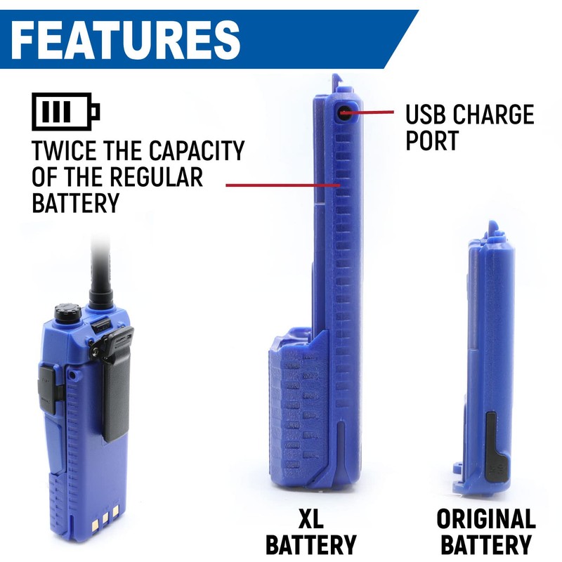 Powerful Blue High Capacity Extended 3800mAh Li-ion Battery for BaoFeng