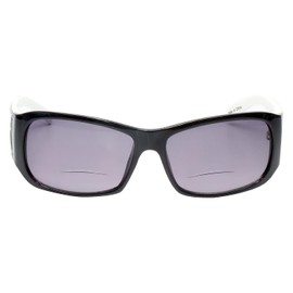 Calabria 829 Womens POLARIZED Bi-Focal Reading Sunglasses Black White/Grey+1.25