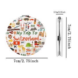 BEKECH Switzerland Travel Gift My Trip to Switzerland Travel Makeup Mirror Trip Gift Pocket Mirror Europe Vacation Gifts