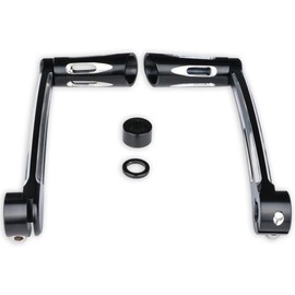 TUINCYN Motorcycle Heel Toe Levers with Front Rear Shift Levers Shifter Pegs Black Chrome for Harley Touring FLT FLH 1997-2017