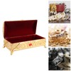 Vintage Metal Jewelry Box Rectangle Delicate Pattern Trinket Box with