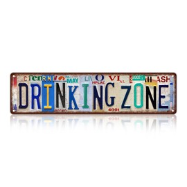 Vintage Drinking Zone Wall Decor Street Signs Bar Metal Tin Signs 16 x 4 Inches