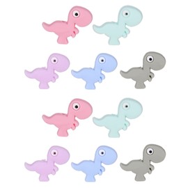 WEWAYSMILE 10 Piece Animal Silicone Beads - Cute DIY Bulk Beads for Handicrafts, Pen, Phone Straps, Bag Pendants (Dinosaur)