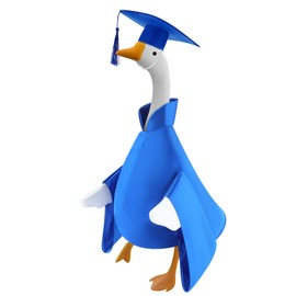 Cosblank Graduation Goose Outfit for 23'' High Cement Goose Statue, Lawn Porch Goose Clothes Cute Blue Grad Yard Goose for Patio Outdoor Garden Decoration